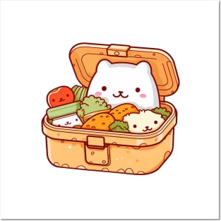 Kawaii bento box with cute creatures Posters and Art